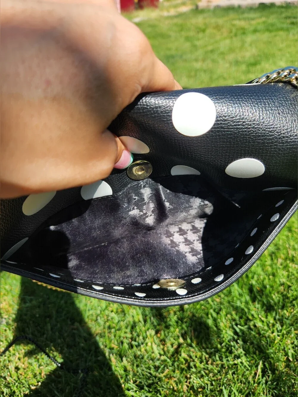 Karl Lagerfeld Polka Dot Chain Shoulder Bag